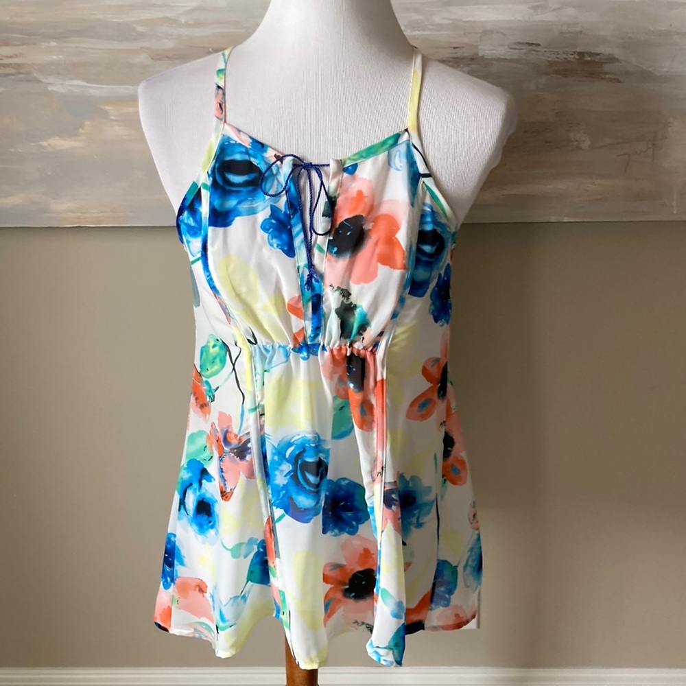 Buffalo by David Briton sheer flowered sleeveless blouse
